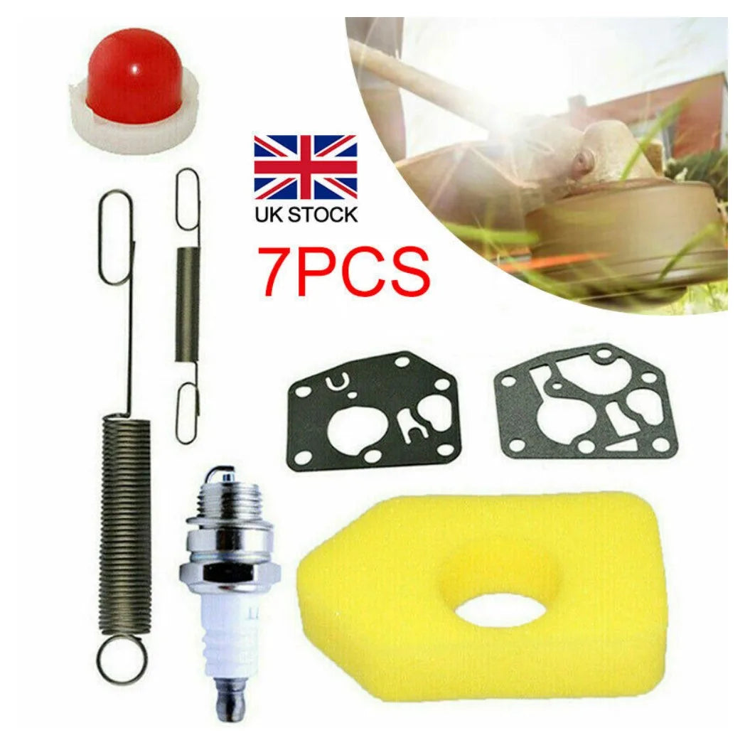 7-Piece Lawn Mower Service Kit for Briggs & Stratton Classic & Sprint Engines – Spring, Pump, Filter, Plugs