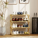 HOMCOM 4-Tier Folding Bamboo Shoe Rack, 12 Pairs, 67 x 60 x 29 cm – Natural