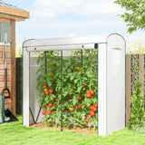 Outsunny Mini Greenhouse with Roll-Up Door & 2 Mesh Windows – Steel Frame, PE Cover, 200 x 75 x 188cm, White