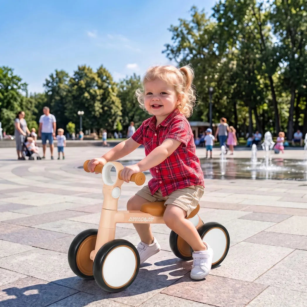 AIYAPLAY Foldable Baby Balance Bike for 1–2 Years with Adjustable Seat and EVA Tyres – No Pedal Toddler Ride-On, Pink