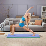 SPORTNOW Foldable Gymnastics Mat, 6 ft Long & 5 cm Thick with Handles – Four-Fold Tumbling Mat, Green & Purple