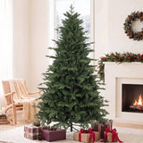 HOMCOM 7ft Artificial Christmas Tree with 2080 Realistic Tips, Hinged Wide Shape Xmas Tree, Green