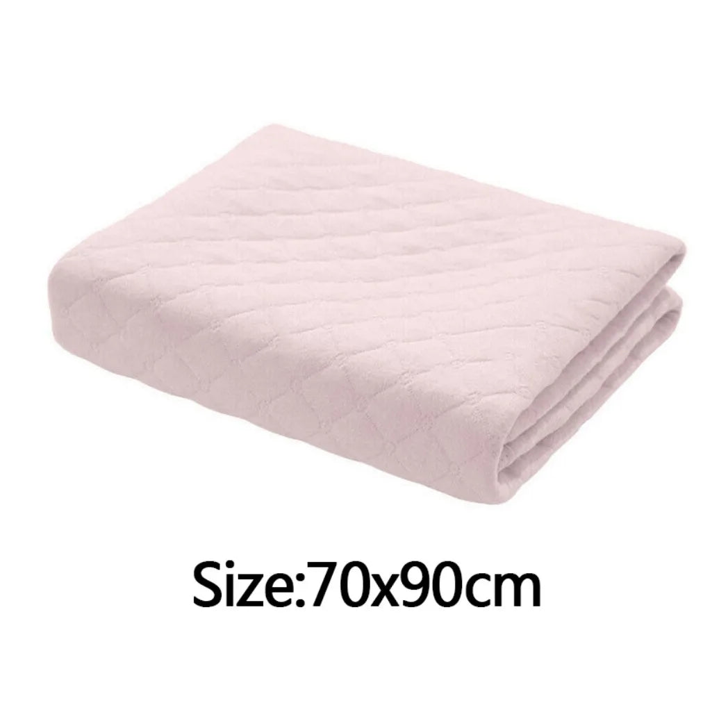Washable Reusable Absorbent Incontinence Bed Pad, 70 x 90cm – Four-Layer Mattress Protector, Light Pink