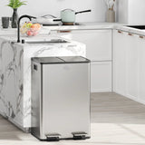 HOMCOM 56L Dual Compartment Pedal Bin with Deodoriser Holders & Soft-Close Lid – Stainless Steel
