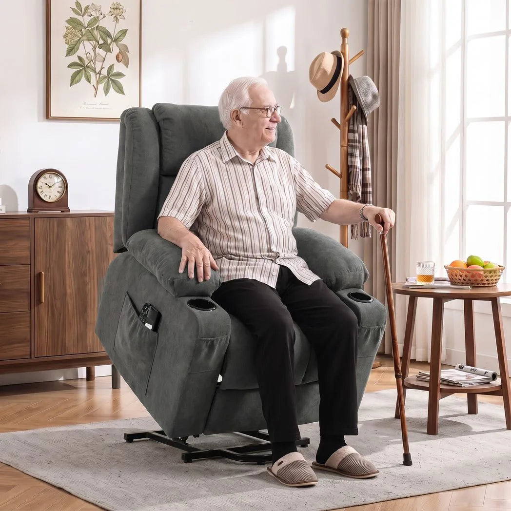 HOMCOM Dual Motor Electric Riser Recliner Chair with Massage & Heat – 55° Lift Chair for Elderly, Dark Grey