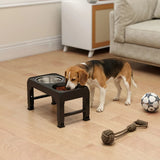 PawHut Raised Dog Bowl with Slow Feeder and 4 Adjustable Heights – Foldable Elevated Feeding Stand