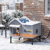 PawHut Heated Weatherproof Outdoor Cat House with Heating Pad & Escape Door – Winter Shelter for Stray Cats
