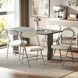 HOMCOM Set of 4 Folding Dining Chairs with Padded Corduroy Seat and High Back – Space-Saving Steel Frame, Cream