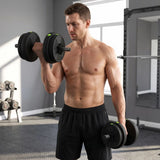 SPORTNOW 15kg Adjustable 2-in-1 Barbell & Dumbbell Set with Non-Slip Handles – Home Gym, Black and Green