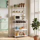 HOMCOM Freestanding Industrial Shelving Unit with Wine Rack and 6 Hooks – Home Office Storage, White