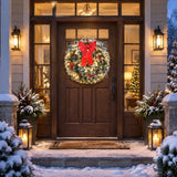 36in Pre-Lit Snow Flocked Christmas Wreath with 100 LED Lights – Lighted Artificial Door Decoration