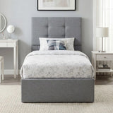 HOMCOM 3ft Single Ottoman Bed with Gas Lift Storage and Upholstered Headboard – Linen-Look Bed Frame, Grey