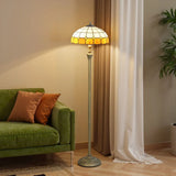 HOMCOM Tiffany-Style Floor Lamp with Handcrafted Stained Glass Shade