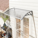 Outsunny Front Door Canopy with Polycarbonate Panels – Outdoor Rain Shelter and Awning, 110 x 60cm, Grey
