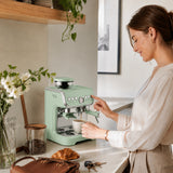 HOMCOM 15 Bar Espresso Machine with Adjustable Grinder, Steam Wand and 2L Tank – Semi-Automatic, Light Green