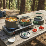 Outsunny Camping Cookware Set for 2–3 People with Pot, Pan & Kettle – Ultralight Aluminium Cooking Kit, Grey