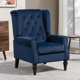 HOMCOM Wingback Accent Chair with Button Tufting & Pocket Springs – Retro Armchair for Living Room, Dark Blue