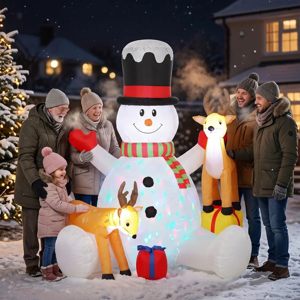 Outsunny 7ft Giant Christmas Inflatable Snowman with 2 Reindeer