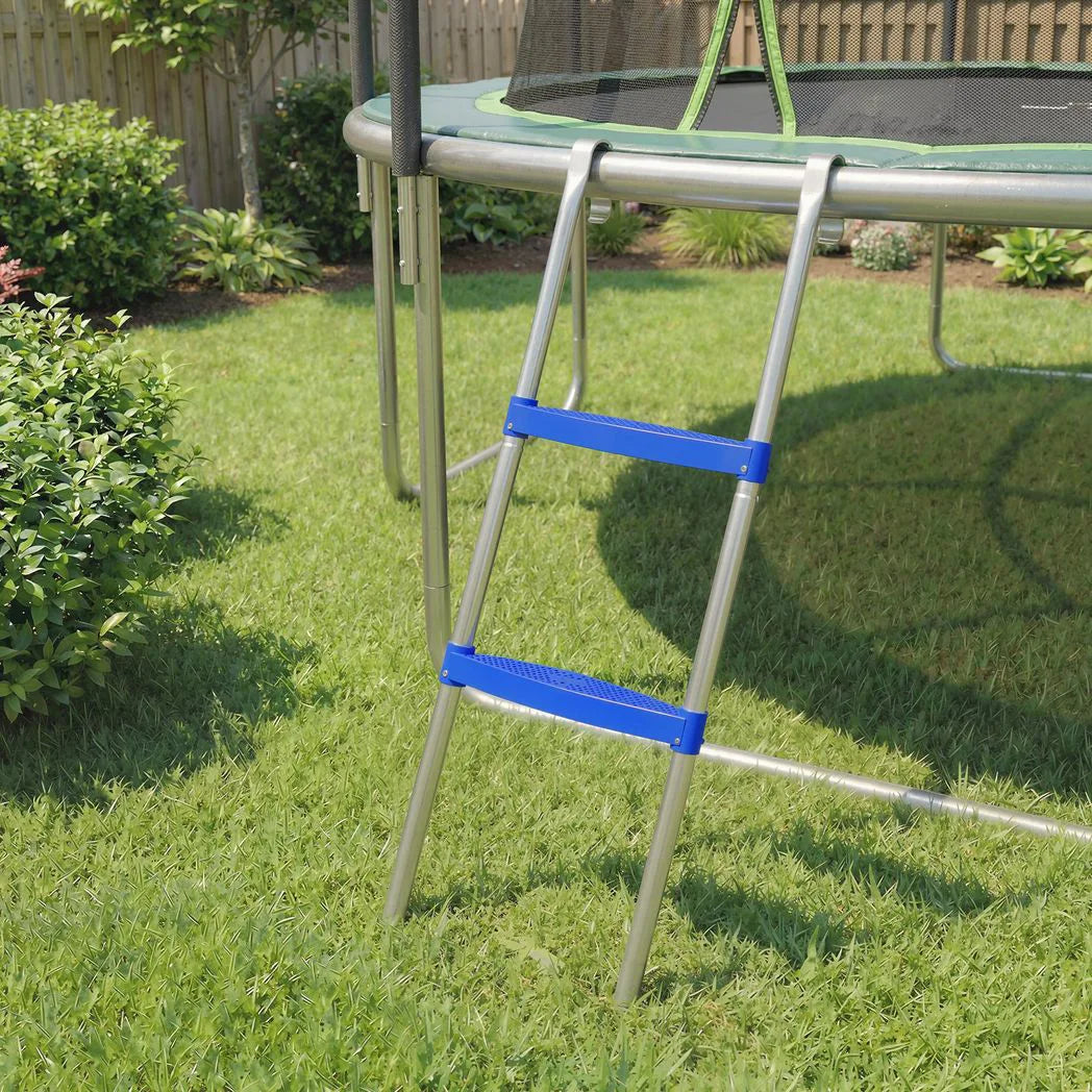 SPORTNOW 2-Step Trampoline Ladder with Wide Non-Slip Steps & Universal Hook – Galvanised Steel, 150kg Capacity