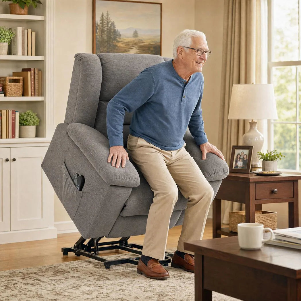 HOMCOM Oversized Riser Recliner Chair with Massage and Heat, Power Lift, Wide Seat and Back, Grey