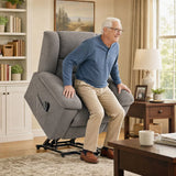 HOMCOM Oversized Riser Recliner Chair with Massage and Heat, Power Lift, Wide Seat and Back, Grey