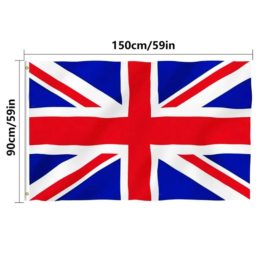 Union Jack UK Flag, 90 x 150 cm (3 x 5 ft), Pack of 2, with Brass Grommets