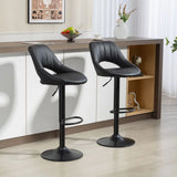 HOMCOM Set of 2 Faux Leather Bar Stools with Padded Seat and 360° Swivel – Adjustable Height, Black