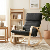 HOMCOM Rocking Lounge Chair with Headrest and Linen-Look Fabric – Relaxing Occasional Armchair, Black