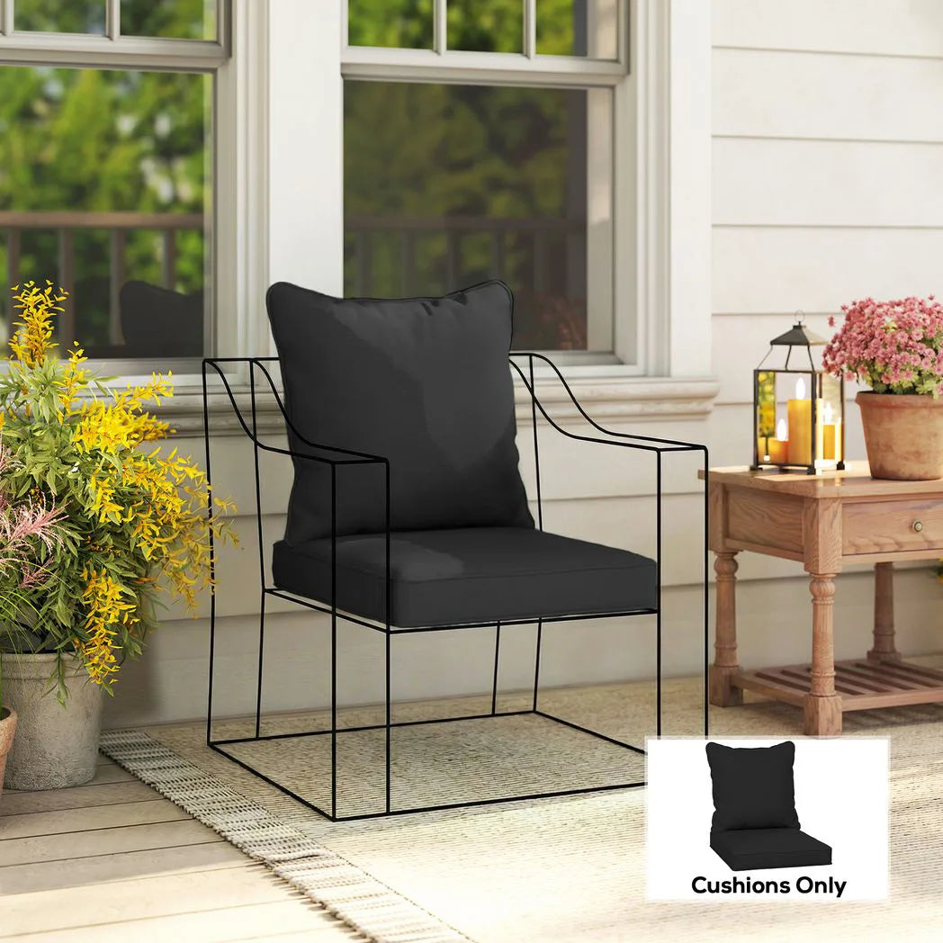 Outsunny Seat and Back Cushion Set with Piped Edges, Indoor and Outdoor, Black