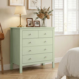 HOMCOM 5 Drawer Chest of Drawers with Glide Runners – Modern Bedroom and Hallway Storage Unit, Sage Green