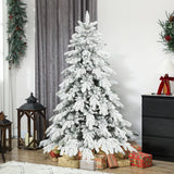 HOMCOM 6ft Snow Flocked Artificial Christmas Tree with 1338 Moulded Tips & Folding Metal Base – Green/White