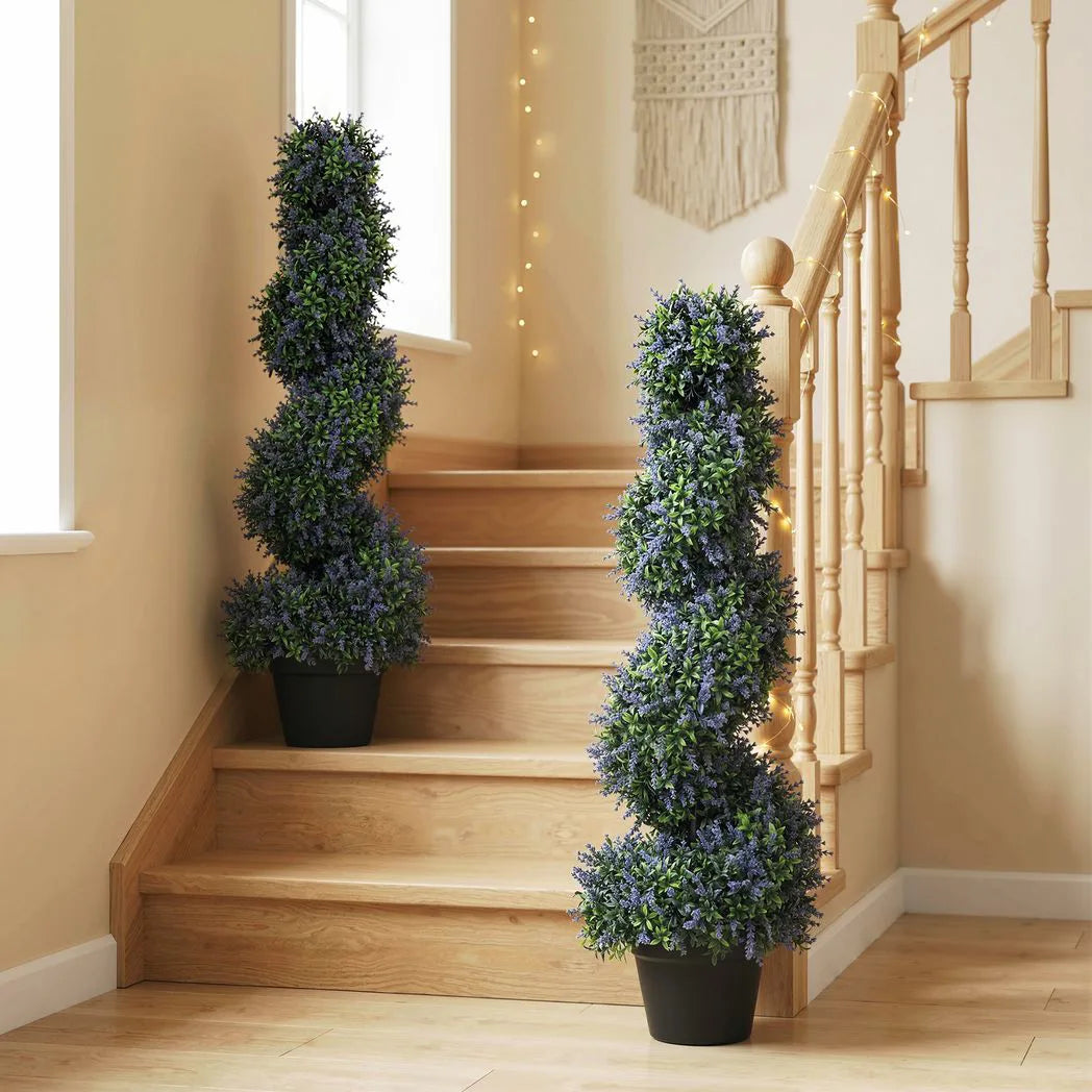 HOMCOM Artificial Lavender Topiary Tree Set of 2