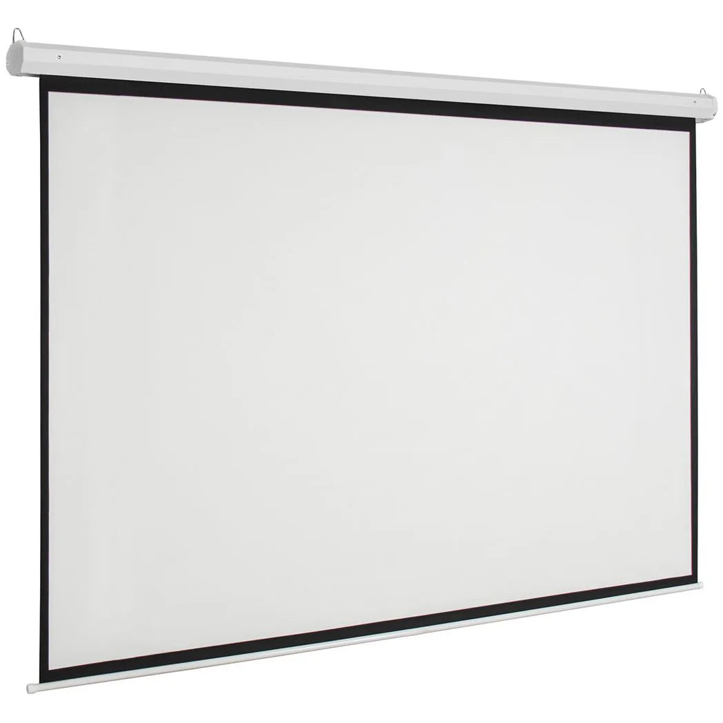 100 Inch Motorized Projector Screen with Remote Control, 16:9 Matte White – Wall & Ceiling Mount, UK 220V