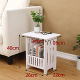 White Small Storage Table with Open Shelf – Waterproof Sofa Side Table and Bedside Table for Home