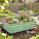 Outsunny Galvanised Raised Garden Bed for Herbs & Veg