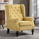 HOMCOM Wingback Accent Chair with Button Tufting and Pocket Spring Seat – Retro Upholstered Armchair, Yellow