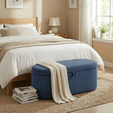 HOMCOM Corduroy Storage Ottoman Bench with Padded Seat and Hidden Storage, 105 x 51 x 49 cm, Blue