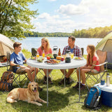 Outsunny 4ft Folding Picnic Table with Metal Frame & Non-Slip Foot Pads – Camping & Garden Table, 100kg Load, White