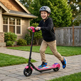SPORTNOW Electric Scooter for Kids with LED Display, RGB Lights and Handbrake – Kick-to-Start, Pink