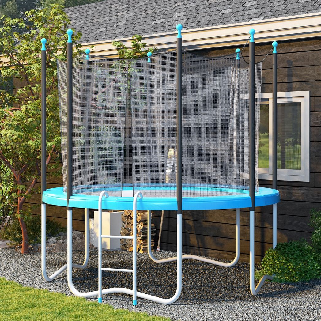 HOMCOM 12ft Trampoline Safety Pad, 366cm Replacement Spring Cover – Thick Foam Surround Padding, Light Blue