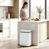HOMCOM 40L Stainless Steel Sensor Bin with Soft-Close Lid – Touchless Motion Sensor Kitchen Waste Bin, White