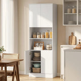 HOMCOM 170cm Kitchen Pantry Cabinet with Soft-Close Hinges and Adjustable Shelves – Freestanding, White Wood Effect