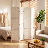 HOMCOM 4 Panel Folding Room Divider with Two Shelves & Arched Top – Freestanding Privacy Screen, 160 x 170cm, White