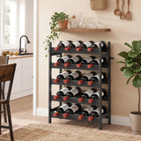 HOMCOM 5-Tier Industrial Wine Rack with Anti-Tip Kit, 20 Bottle Capacity – Freestanding Liquor Cabinet, Black