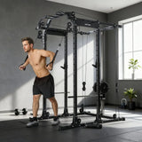 SPORTNOW Cable Crossover Machine with Lat Pull-Down, Pull-Up Station & Barbell Rack – Home Multi Gym