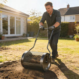 Outsunny 20" Compost and Peat Moss Spreader – 75L Metal Mesh Roller with Detachable U-Shaped Handle