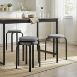 HOMCOM Set of 4 Stackable Round Stools with Cushioned Seats – Backless Kitchen and Dining Room Seating, Dark Grey
