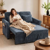 HOMCOM 2 Seater 3-in-1 Sofa Bed with 5-Position Adjustable Backrest – Pull Out Chenille Sleeper, Dark Blue