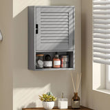 HOMCOM Wall Mounted Bathroom Cabinet with Adjustable Shelves, Louvred Door – 40 x 20 x 60 cm, Grey