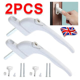 2 x Quartus Universal Espag Window Handles with Inline Locking and Child Safety Button – uPVC, White